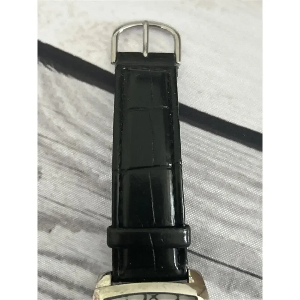 Silver Tone White Dial Black Band Women’s Quartz Watch